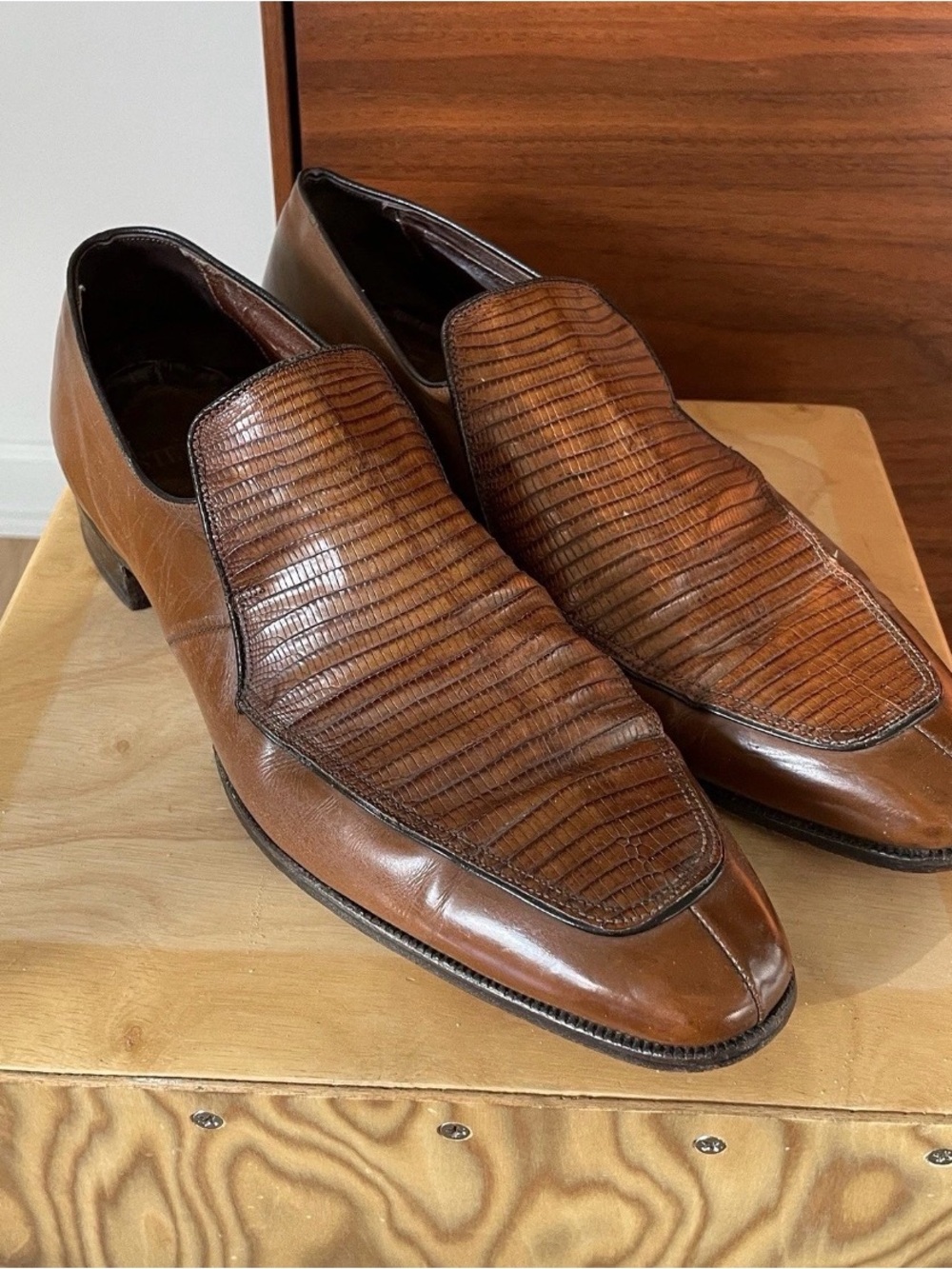 Vintage Stetson Genuine Lizard Brown Men’s Dress Shoes Size 10.5